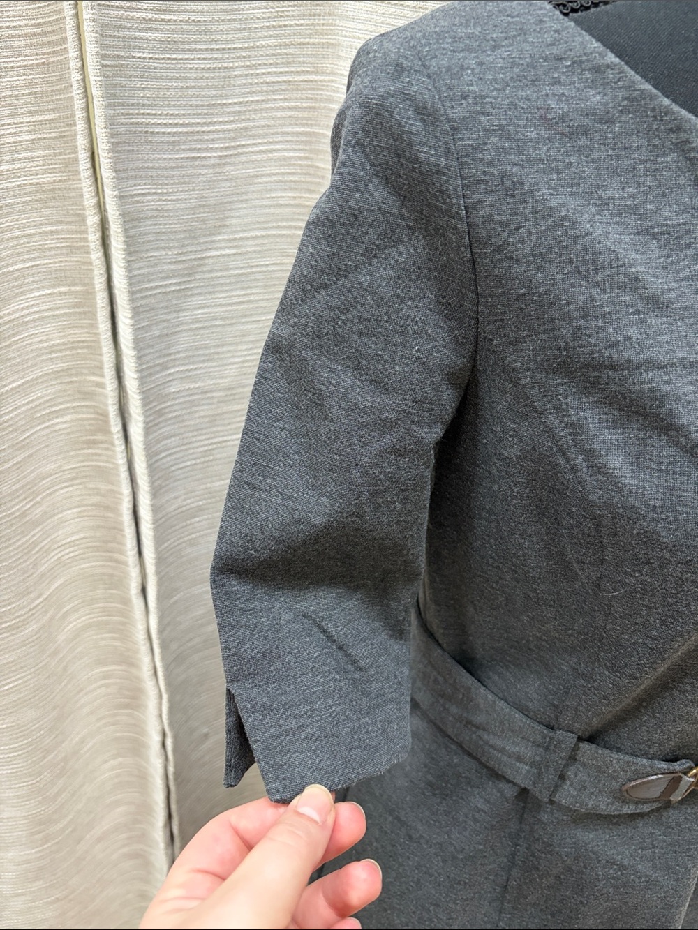 Banana Republic Tailored Dark Gray Belted Midi Dress - Picture 3 of 6